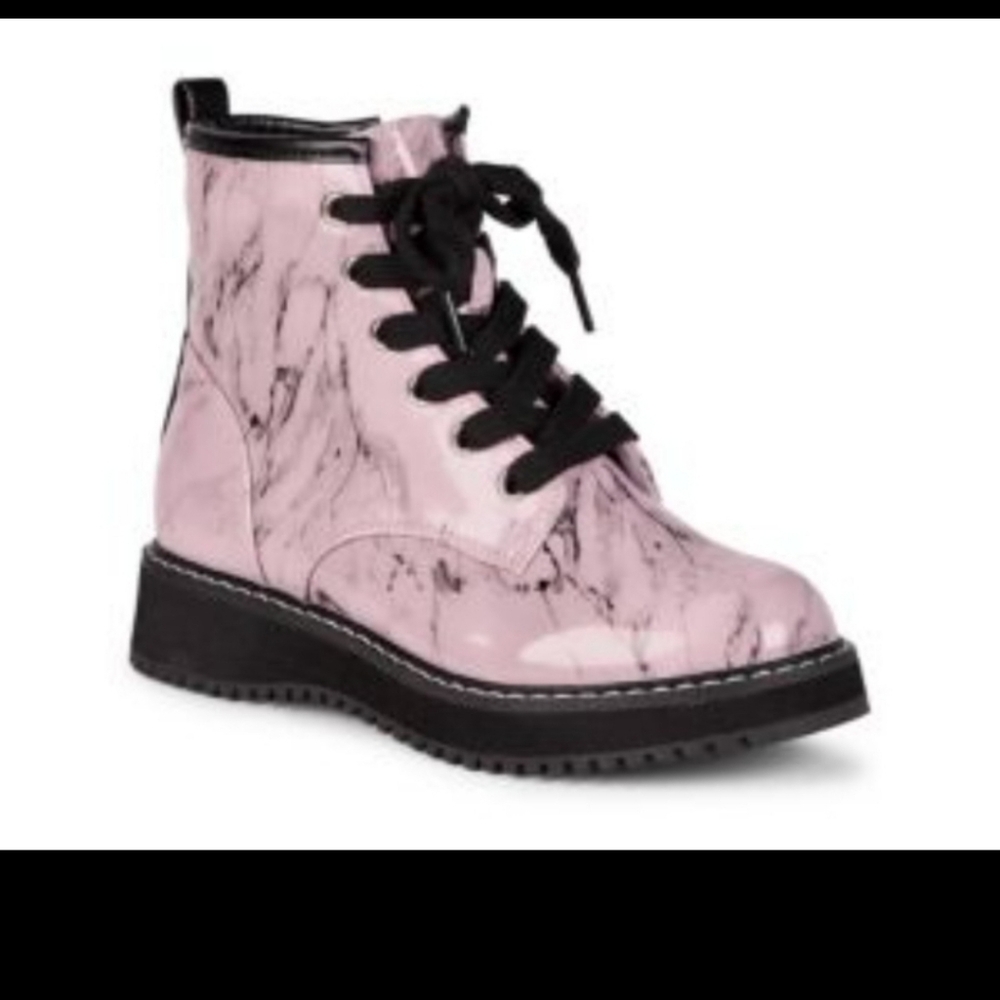 Women's Boots Pink Marble Combat Boots Size 5
